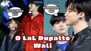 O Laal dupatte wali - FT. Taekook & Yoonmin 🤭💜 | Taekook fmv / Yoonmin fmv 💋| Bts fmv | Hindi song 🎶