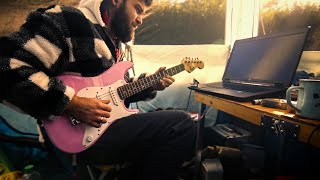 Jamming the Squier Mini...in a tent