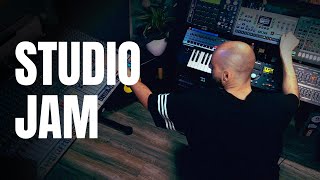 Studio Jam - Gruia recording James Reid 'Aura' Remix on TR-8S, Octatrack, Xbase 999, Neutron, MPC 1K