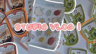 Studio vlog 1 || Making stickers for Etsy [ no music ]