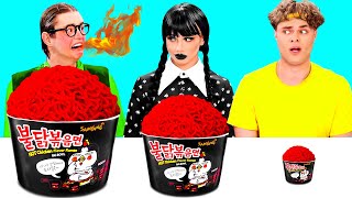 Big, Medium and Small Plate Challenge with Wednesday Addams | Funny Challenges by BaRaDa
