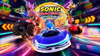 Playing video game sonic RACING 