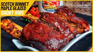 SCOTCH BONNET MAPLE GLAZED BBQ SHORT RIBS | BBQ RIBS | COOK AND EAT | MUKBANG