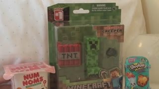 Toytime fun kids review Minecraft creeper, num noms surprise and shopkins season three unboxing