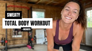 💦 Super Sweaty Total Body Workout with Weights 🥵 #onlineworkouts #athomeworkout #athomefitness