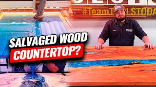 Making a Kitchen Countertop CNC Epoxy Salvage Slab  | ToolsToday Short Video