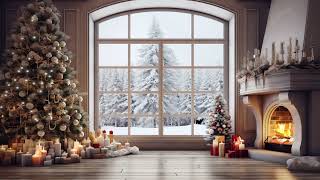 Cozy Christmas Jazz Night | Warm Fireplace & Winter Living Room Ambience