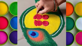 2 beautiful diwali multi-coloured rangolis|| Navratri rangoli, Diwali Dhanteras Rangoli by Sangeeta