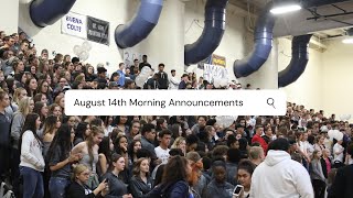Morning Announcements - August 17th, 2020