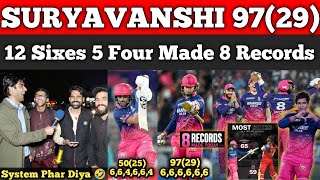 Suryavanshi 97(29) Fastest Ever & Breaks 8 Records🚨| Vaibhav's Destruction, RR Beat SRH | Pak Rea...