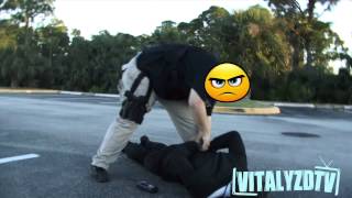 Hitman Spits on Police Car - Gets Tackled