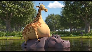 #FattyAnimals – The Chubby Giraffe's Wild Leaf Chase 🦒😂 #ChubbyCartoons #viralanimals