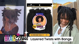 Layered Twists with Bangs | Protective Style Using Afro Kinky Bulk Hair| BraidSchool