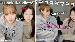 Chaewon & Kazuha *makes fun* of haters' mean comments during live (ft. summerz flirting with fans)