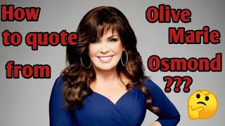 Olive Marie Osmond is an American singer, actress