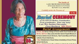 The funeral of Late Mrs Justina Onyeugbo in Ute Erumu 1(IETV)
