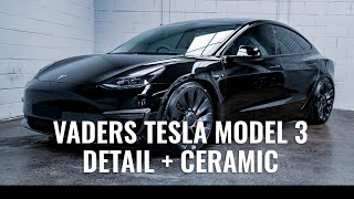 Mirror Finish Detail | Darth Vaders blacked out 2022 Tesla Model 3 Dual Motor Detail + Ceramic