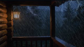 Cozy Rain on Wooden Cabin Porch with Thunder  Deep Sleep & Relaxation ASMR