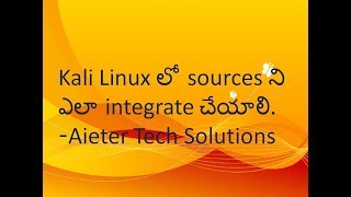 kali linux లొ sources.list file ను update చేయడం ఏల