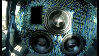 Three American bass 15s in a C-Pillar Wall