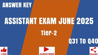 Puducherry Assistant Exam 2025 Answer Keys 31 40