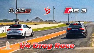 Drag Race: Mercedes-Benz A45s vs Audi RS3 | Who has the fastest hatch? #race #trending #a45s #RS3