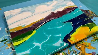 Can a control freak pour paint a landscape? First landscape pour with honest reaction |Fluid Art|