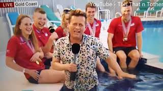 BBC Breakfast Presenter Mike Bushell falls into pool Live on Air