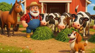 Old MacDonald Had a Farm | Farm Animals Song for Kids | Cows, Goats, Ducks & Kitten