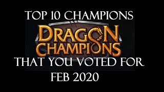 Top 10 Characters for February 2020 Poll Results