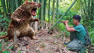 Solo Survival in the Wild: Harvesting Bamboo Shoots & Giant Rat Trap Catch