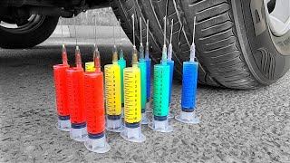 EXPERIMENT! CAR VS SLIME IN SYRINGES | Crushing Crunchy & Soft Things by Car