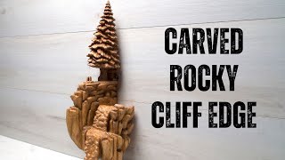 Wood Block to Rocky Cliff Face | 3 Minute Wood Carving Timelapse