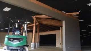 Demolition of an interior retail space - using a forklift to tear ish up