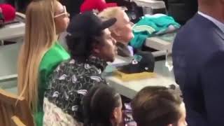 Beyonce & Jay Z Sitting During Super Bowl National Anthem