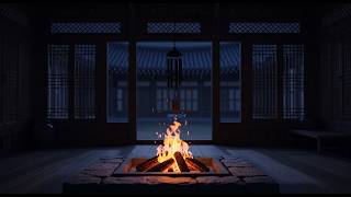 [Relaxing] Hanok Hearth Fire ⎮ Soothing Wind Chimes for Stress Relief ⎮ Korean Zen Ambience
