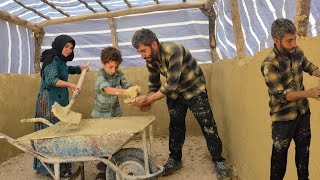 How to make and apply thatch on the wall of a nomadic house | Local bread and kebab