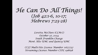 2024 10 27 Sermon (South Franklin Charge)
