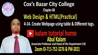 4 14  Create Webpage using table tags and Different tags|