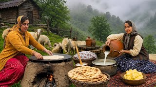 Peaceful Nomadic Life of Iran: Ancient Butter Making Method ,Fresh Bread & Simple Village Breakfast