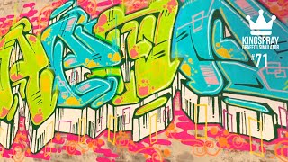 [ Kingspray Graffiti ] EP:71 Lime green and teal piece