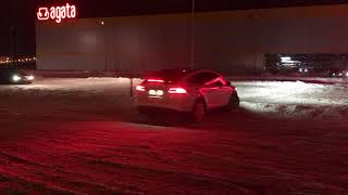 Tesla X 90d drift on snow