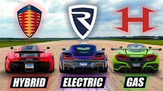 DRAG RACE - Hennessey F5 v Rimac Nevera v Koenigsegg Regera!