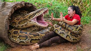 72 Hours on high alert: Giant Pythons lurk underwater - Big Python Attack! What Happens Next?