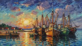 Relaxing 4K ART TV Painting: Post-Impressionist Landscape for Living Room Display