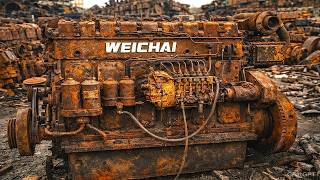 Restoring a Completely Destroyed Weichai 6-Cylinder Marine Engine,Extreme Rust,Full Internal Rebuild