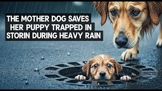 The Mother Dog Saves Her Puppy Trapped In Storm Drain During Heavy Rain
