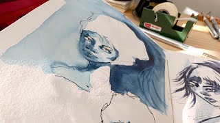You can Create a Watercolour portrait ONLY using indigo!