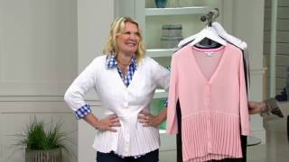 Isaac Mizrahi Live! 3/4 Sleeve Pleated Peplum Cardigan on QVC