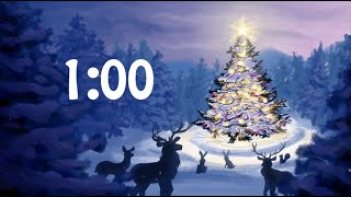 1 Minute Musical Christmas Countdown Timer with Animated Animals & Tree